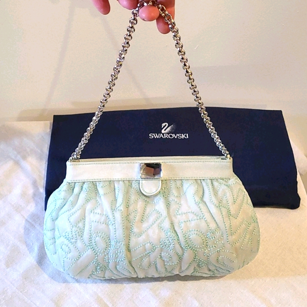 Vintage Swarovski Blue Lettered Evening Bag